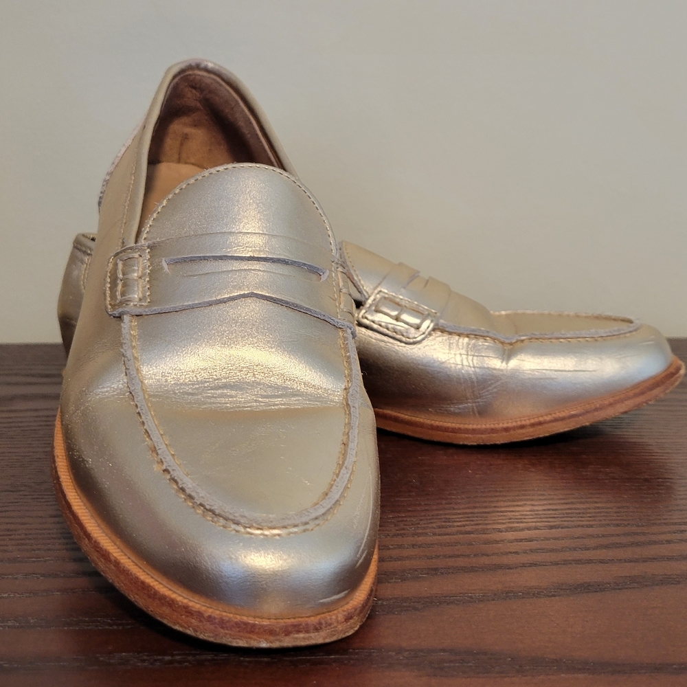 J. Crew Ryan Penny Loafers, Gold, 7.5
